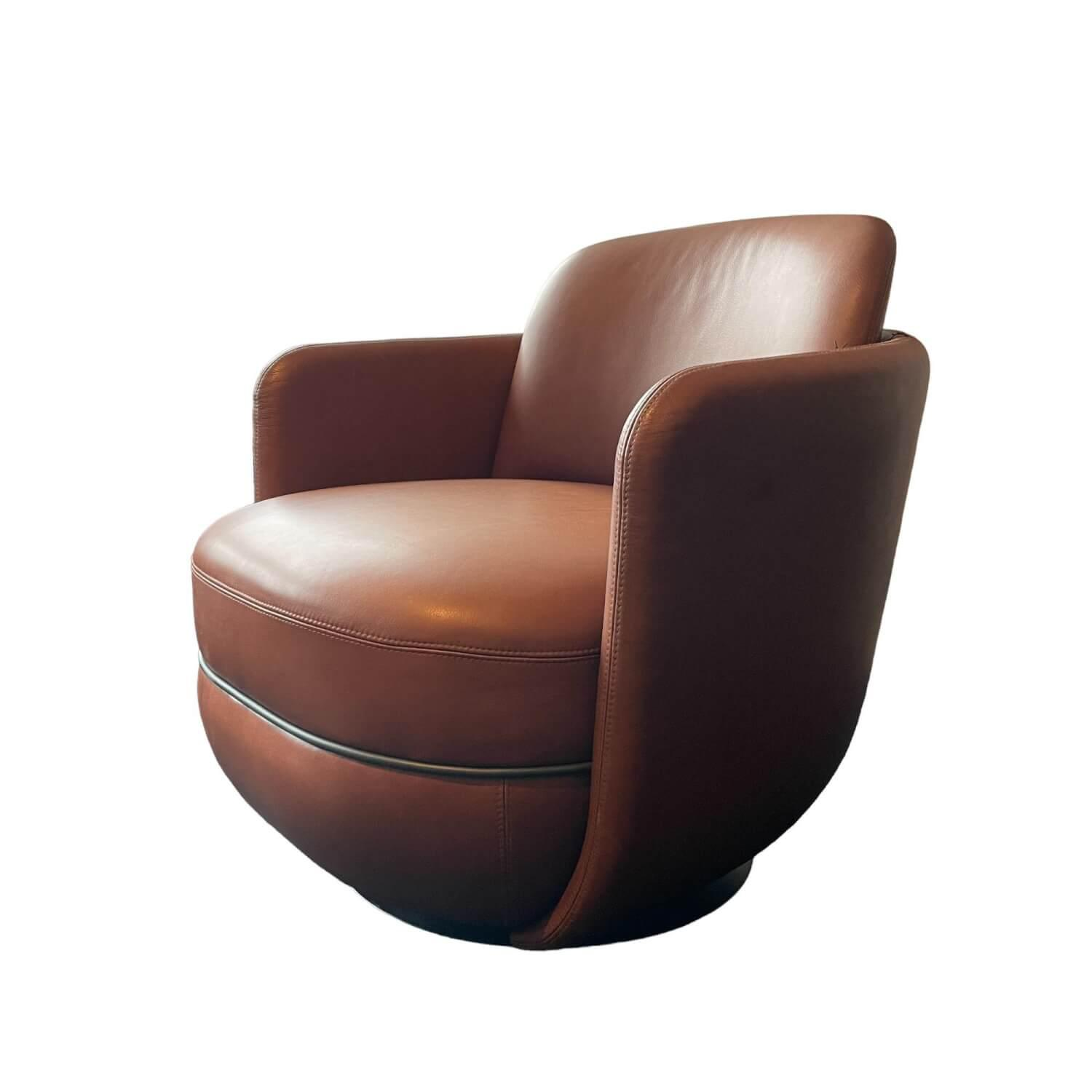 Sessel Miles Lounge Leder Nappa Guande Chestnut Gestell Pulverbeschichtet Schwar…