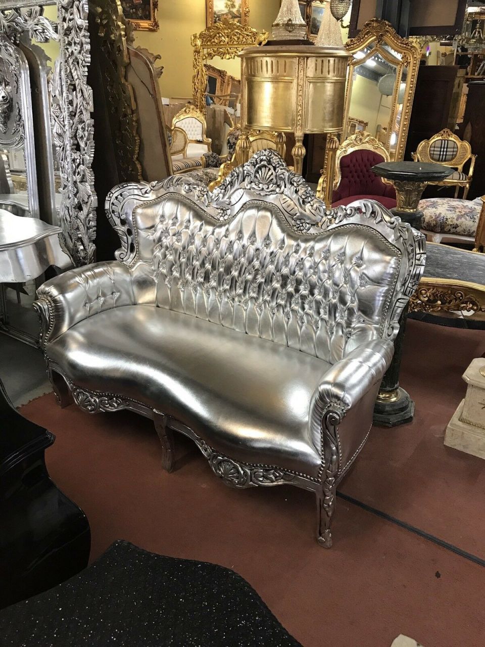 F30 Barocksofa silber/ silber