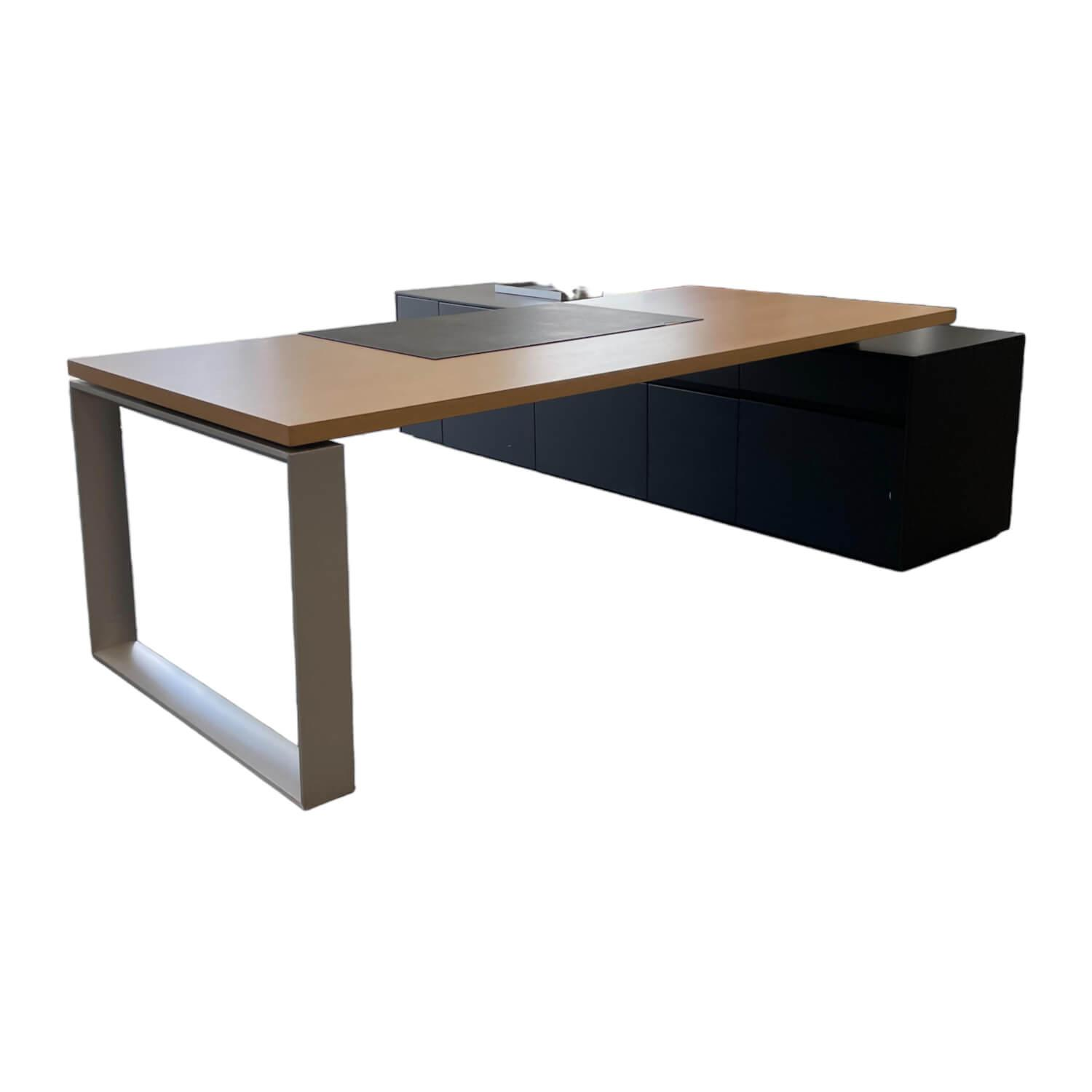 Chefzimmer Sono Tischplatte Eiche Gebeizt Hell Sideboard Lack Seidenmatt Schwarz