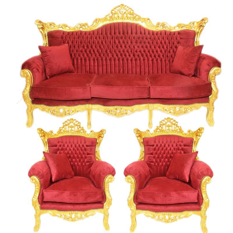 Barocksofa set royal Élysée goud bordeaux mit edlem Muster bordeauxe