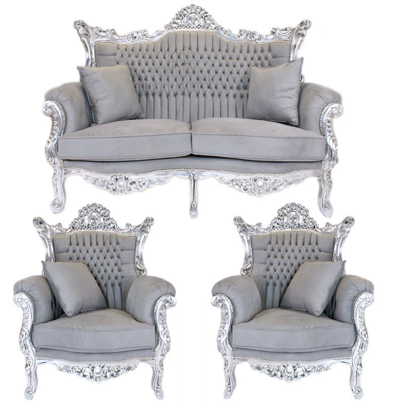 Barocksofa set royal Élysée zilver-grijs