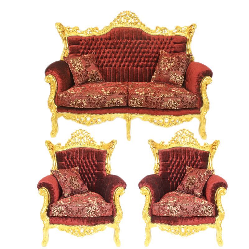 Barocksofa set royal Élysée goud-premium bordeaux mit edlem Muster bordeauxe