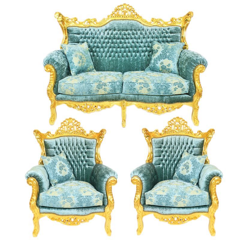 Barocksofaset royal Élysée goud-premium turquoise mit edlem Muster