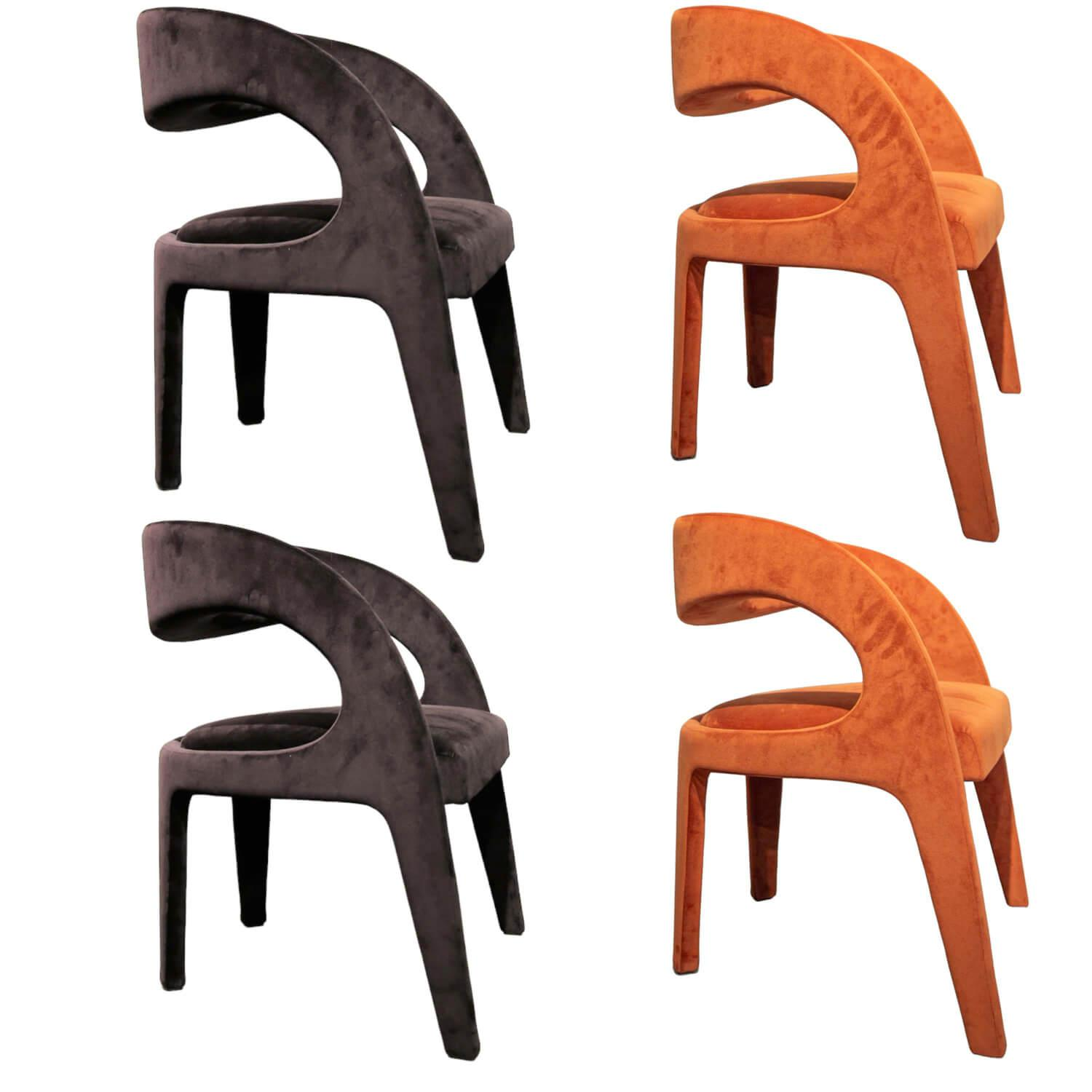 4-er Set Berenice Chair 2 Stoff A073 Black 2 Stoff A045 Paprika