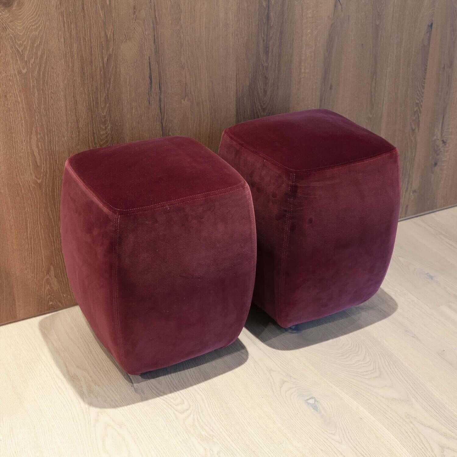 2er-Set Hocker Betty Pouf Large Stoff Weinrot