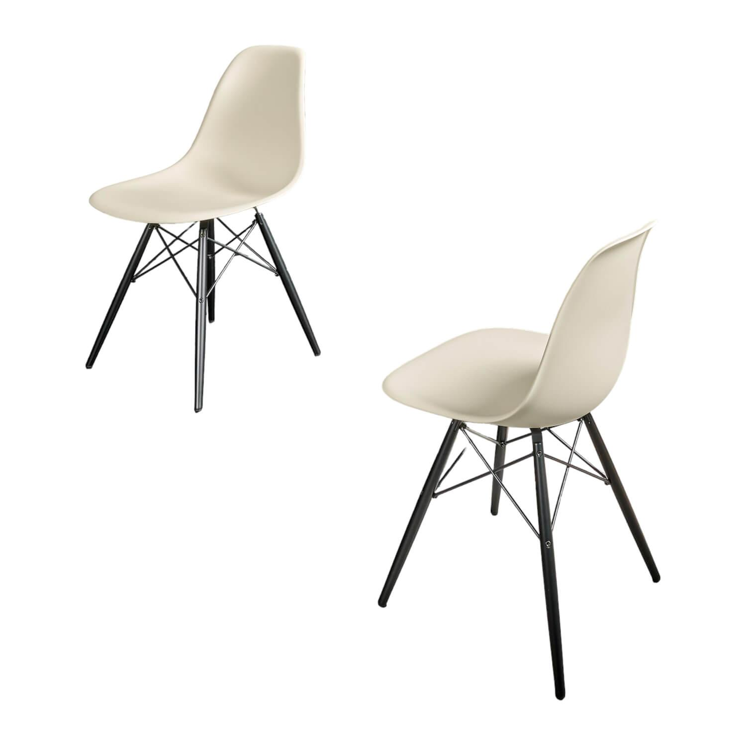 2er-Set Eames Plastik Side Chair DSW Sitzschale Kunststoff Kieselstein Gestell A…