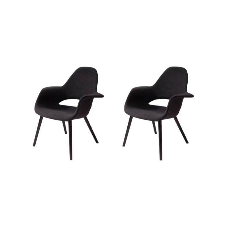 2er Set Stuhl Organic Chair Bezug Stoff Cosy Schwarz Gestell Esche Schwarz Mit F…