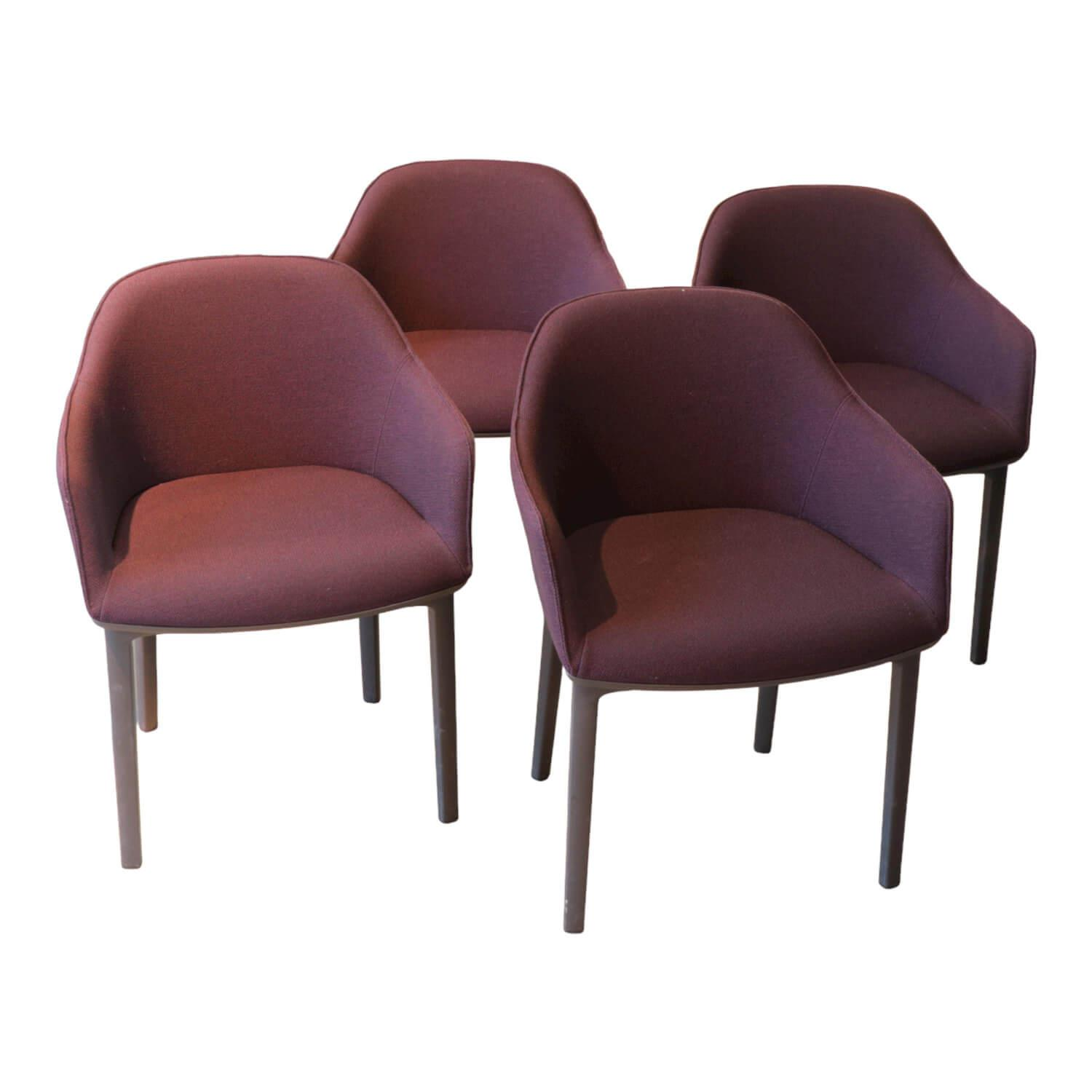 4-er Set Sofstshell Chair Stoff Credo Aubergine Gestell Dunkelbraun