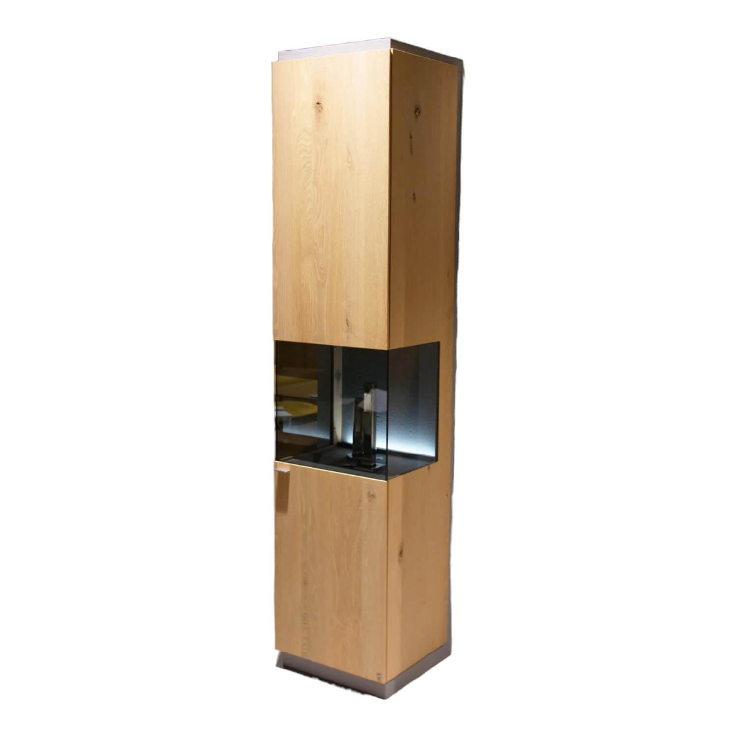 Vitrine Tomeo 0042 VZ R Kerneiche Natur Massiv Gebürstet Griff Alu Parsolglas Gr…