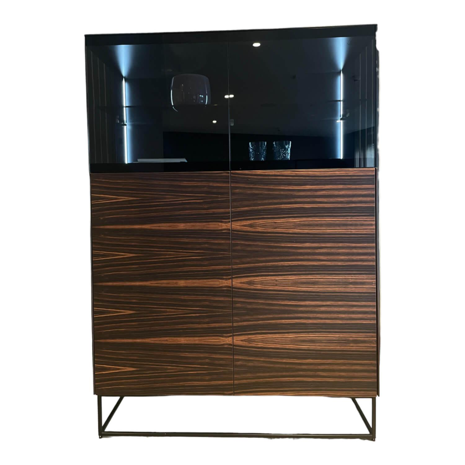 Highboard Soma 1545 Lack Matt Schwarz Front Matt Makassar Türenschränke und Abde…