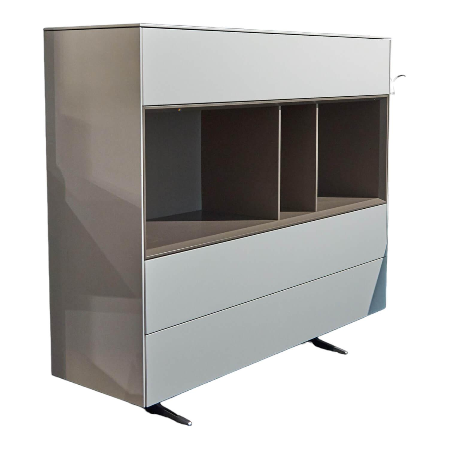 Highboard Soma Lack Matt Weiß Basalt Zargen Lack Weiß Matt Gestell Wange Alufarb…