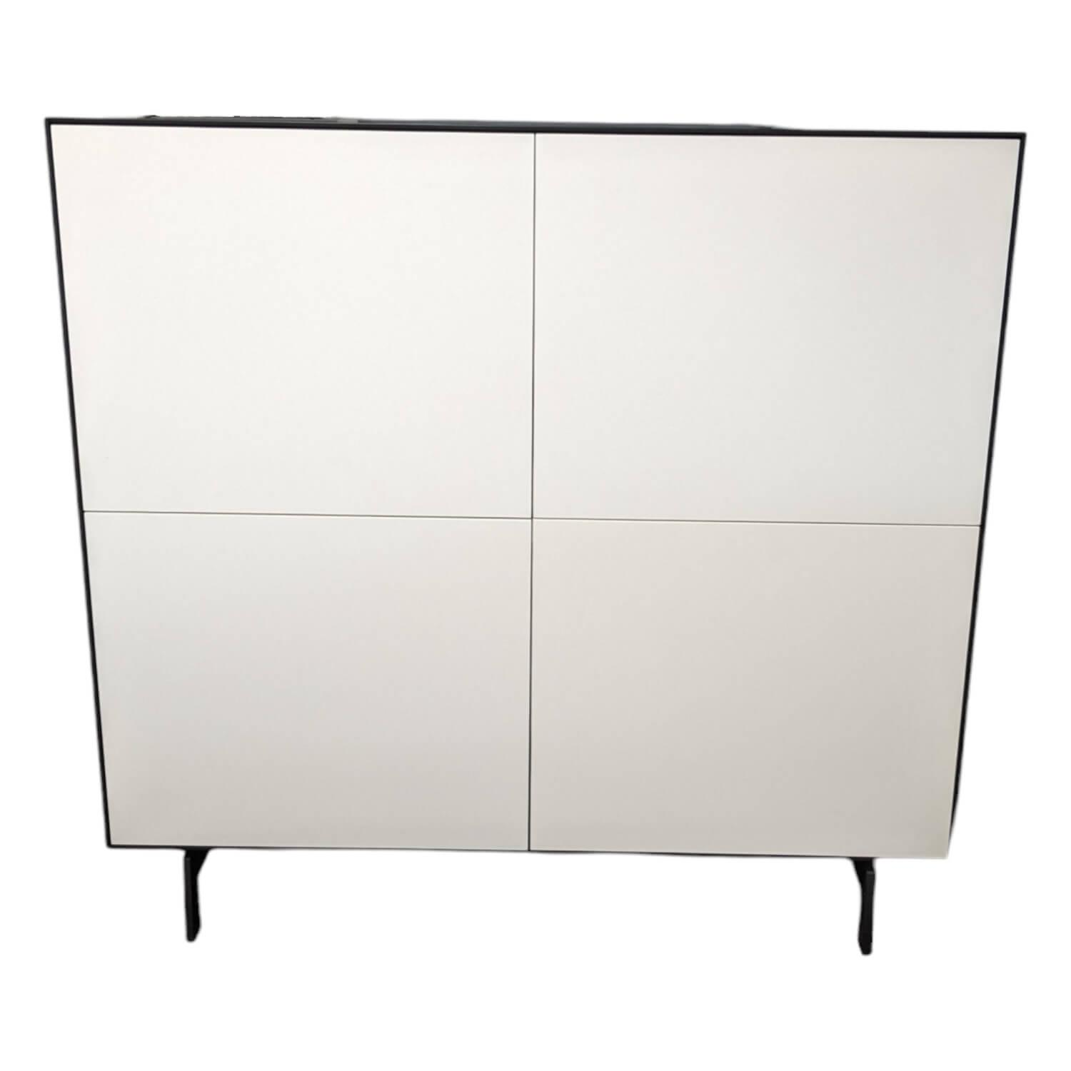 Highboard Nex Pur Box Lack 01 White Weiß Korpus Anthrazit Füße Metall Schwarz