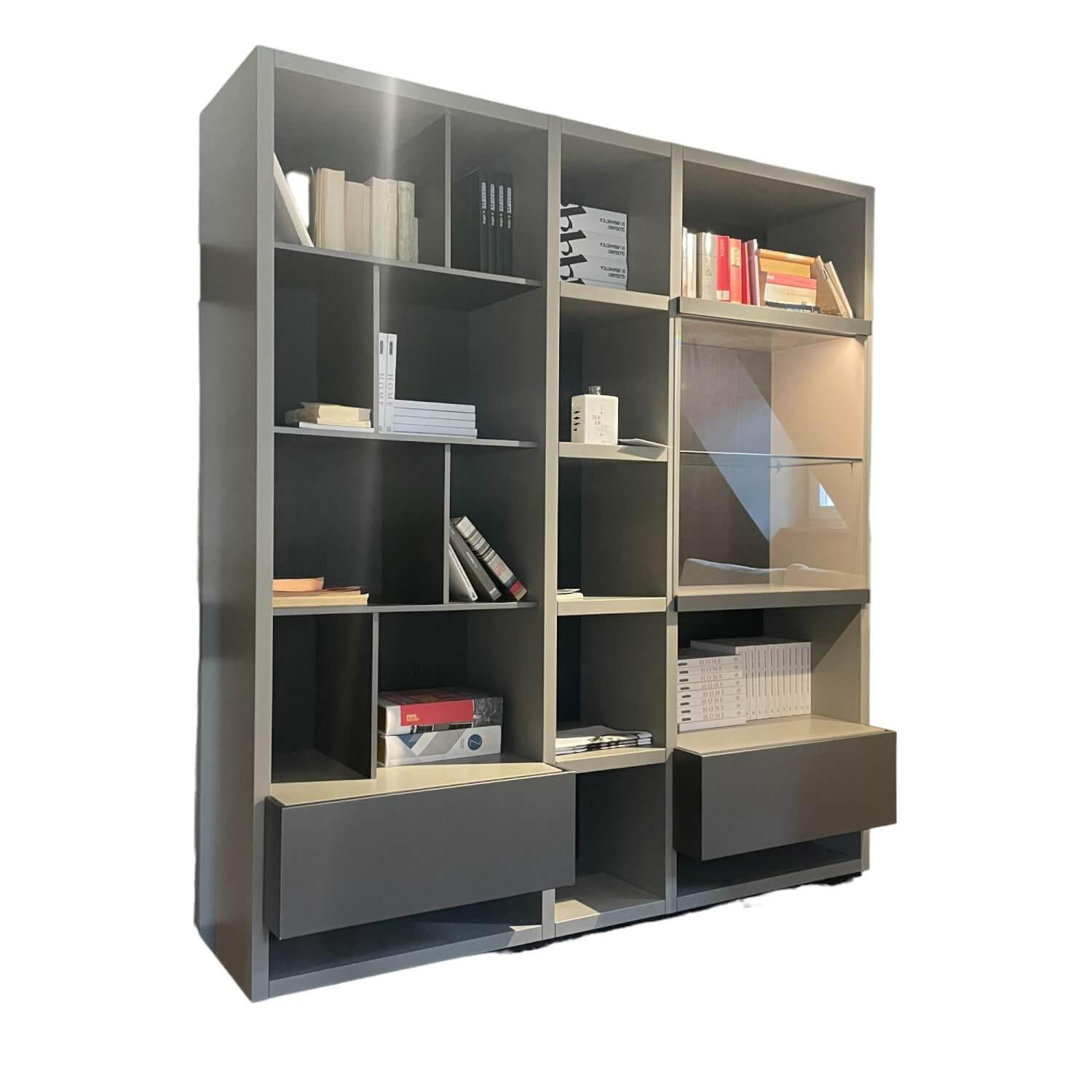 Bücherregal Wall System Lack Matt Piombo 64 Vitrine Glas Transparent Rückwände S…