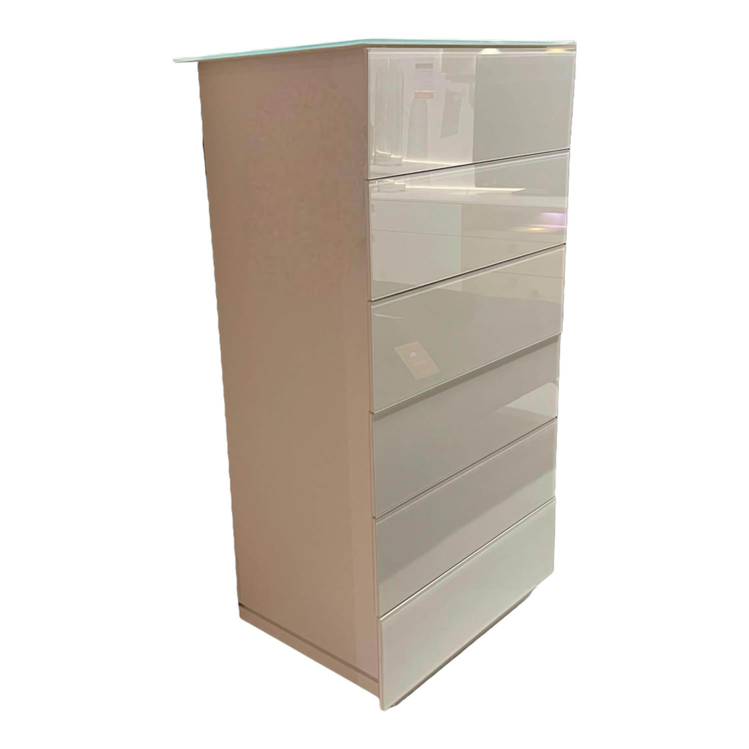 Highboard WK 483 Cristal Klarglas Verkehrsweiß Lack Matt Verkehrsweiß