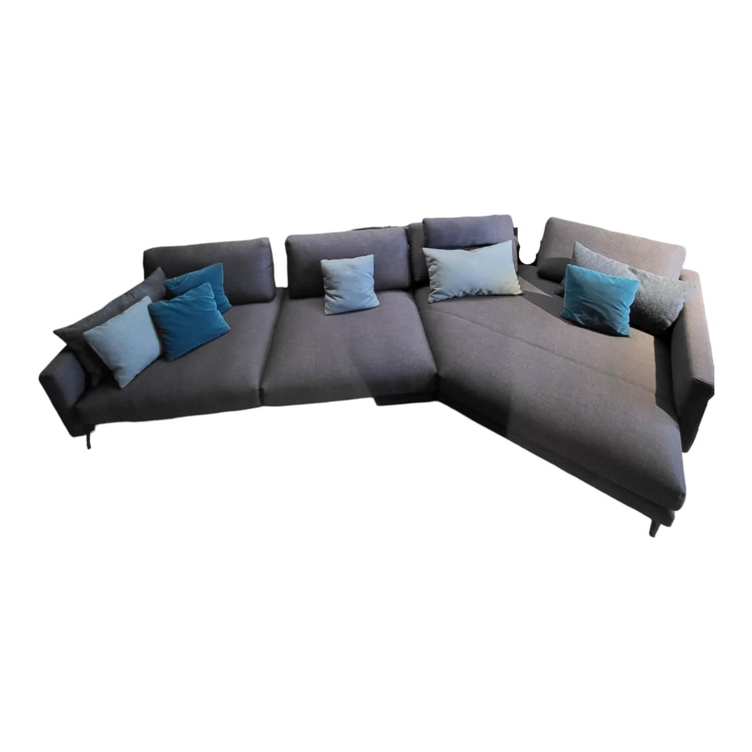 Ecksofa Wohnlandschaft Jola Bezug Stoff 17.300 Schwarzgrau Füße Aluminium Pulver…