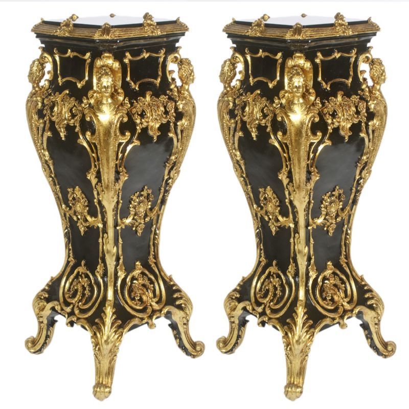 Barocksäule 2er Emporda deluxe Gold /schwarz