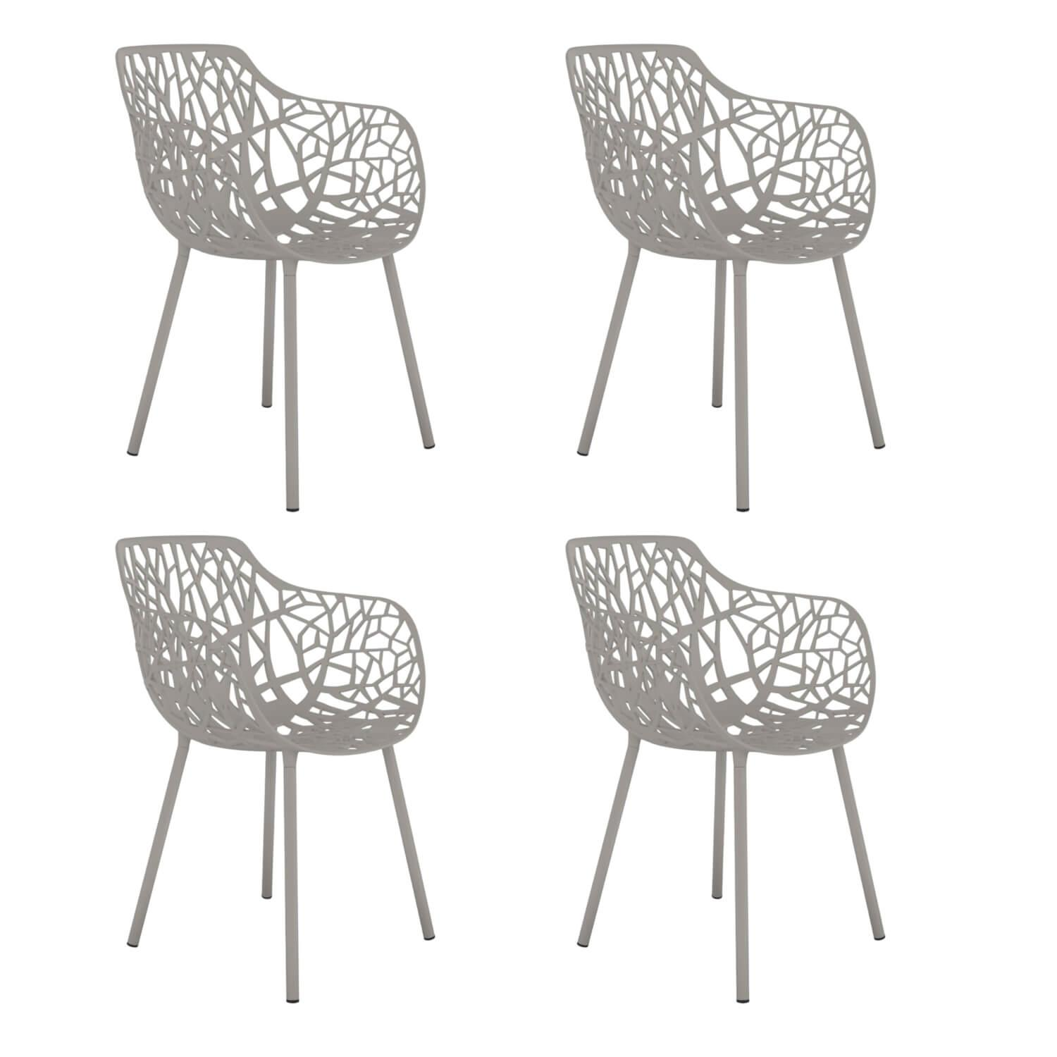 4er-Set Stuhl Forest Dining Armchair Powder Grey Grau Aluminium