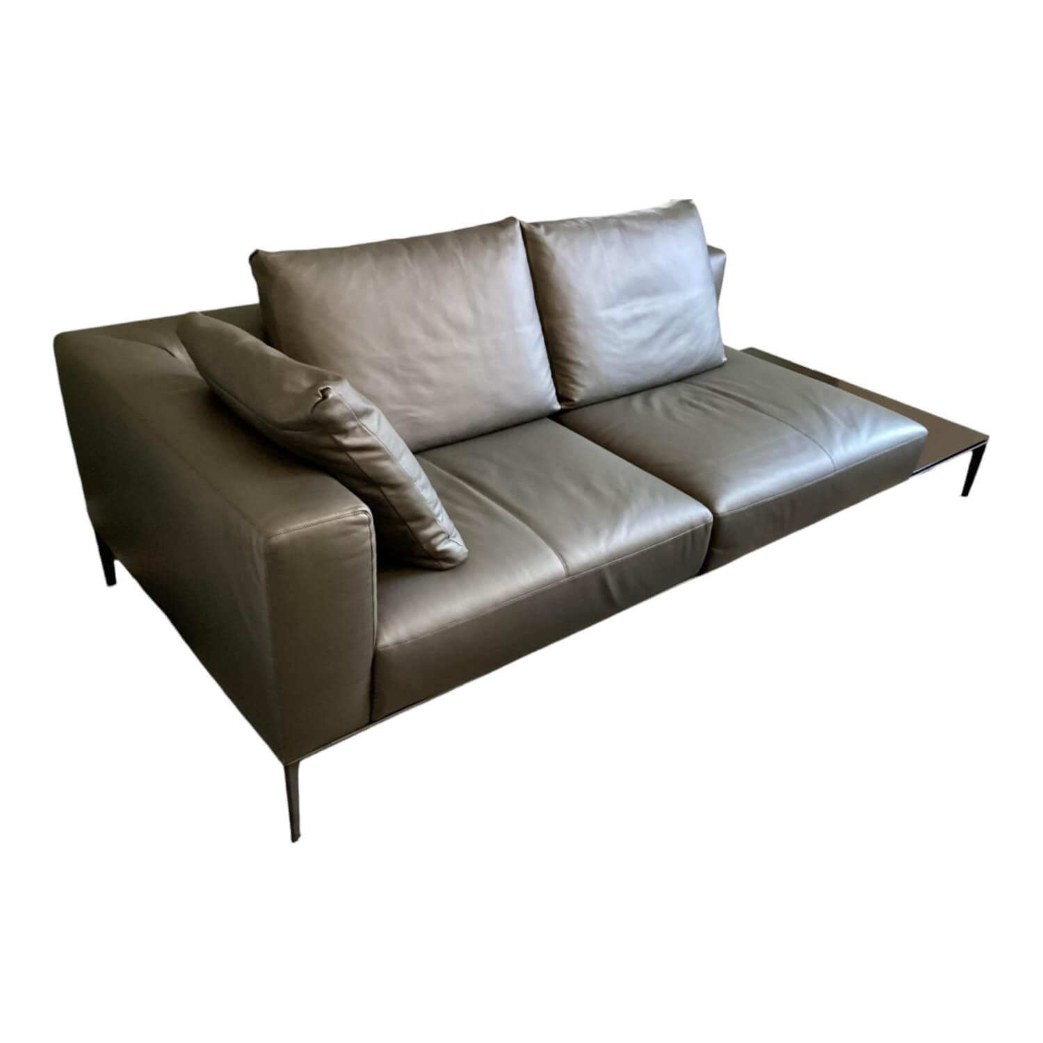 Sofa Jaan Living Leder Congress 1399 Dark Bronze Braun Füße Schwarz Mit Ablagebo…