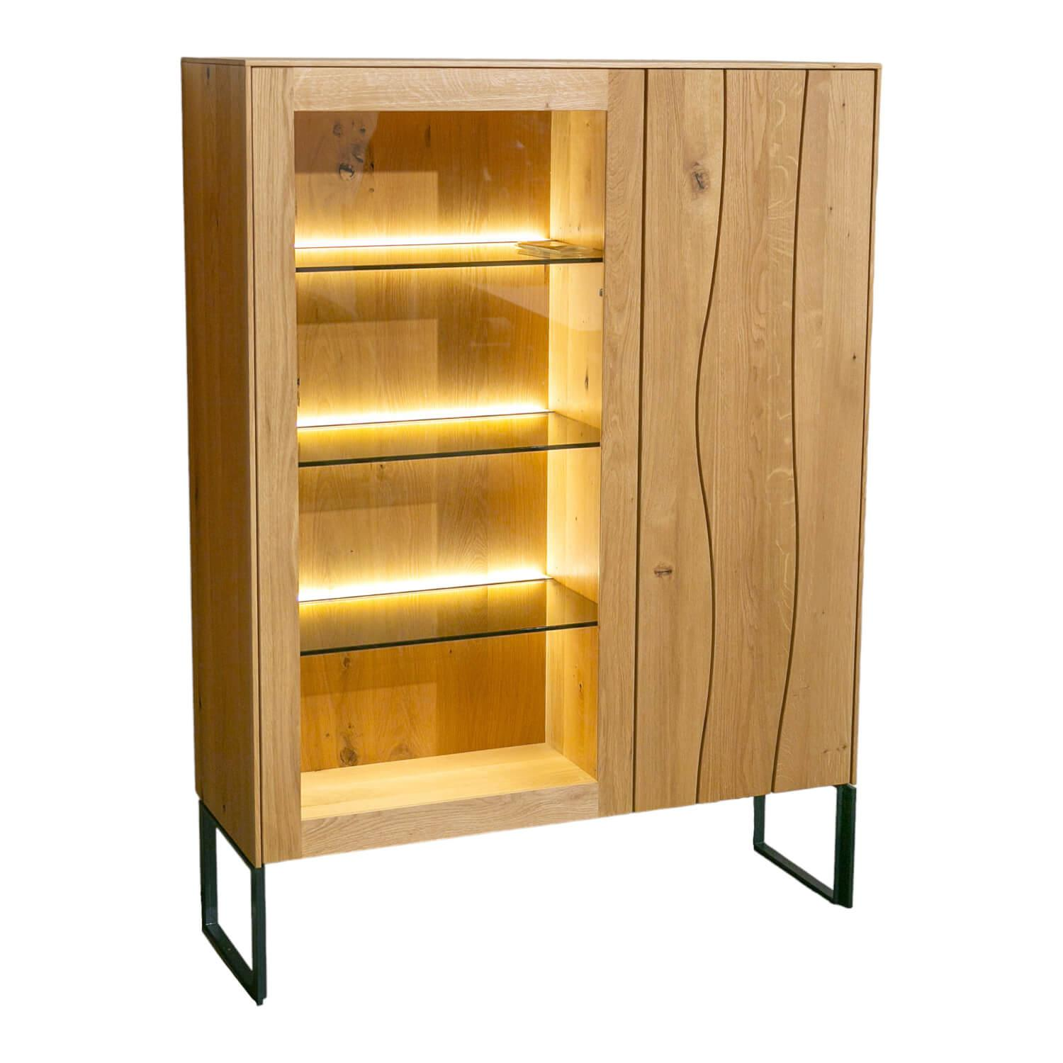 Highboard Contur Mileto Asteiche Gebürstet Natur Geölt Holzrahementür Mit Glas L…