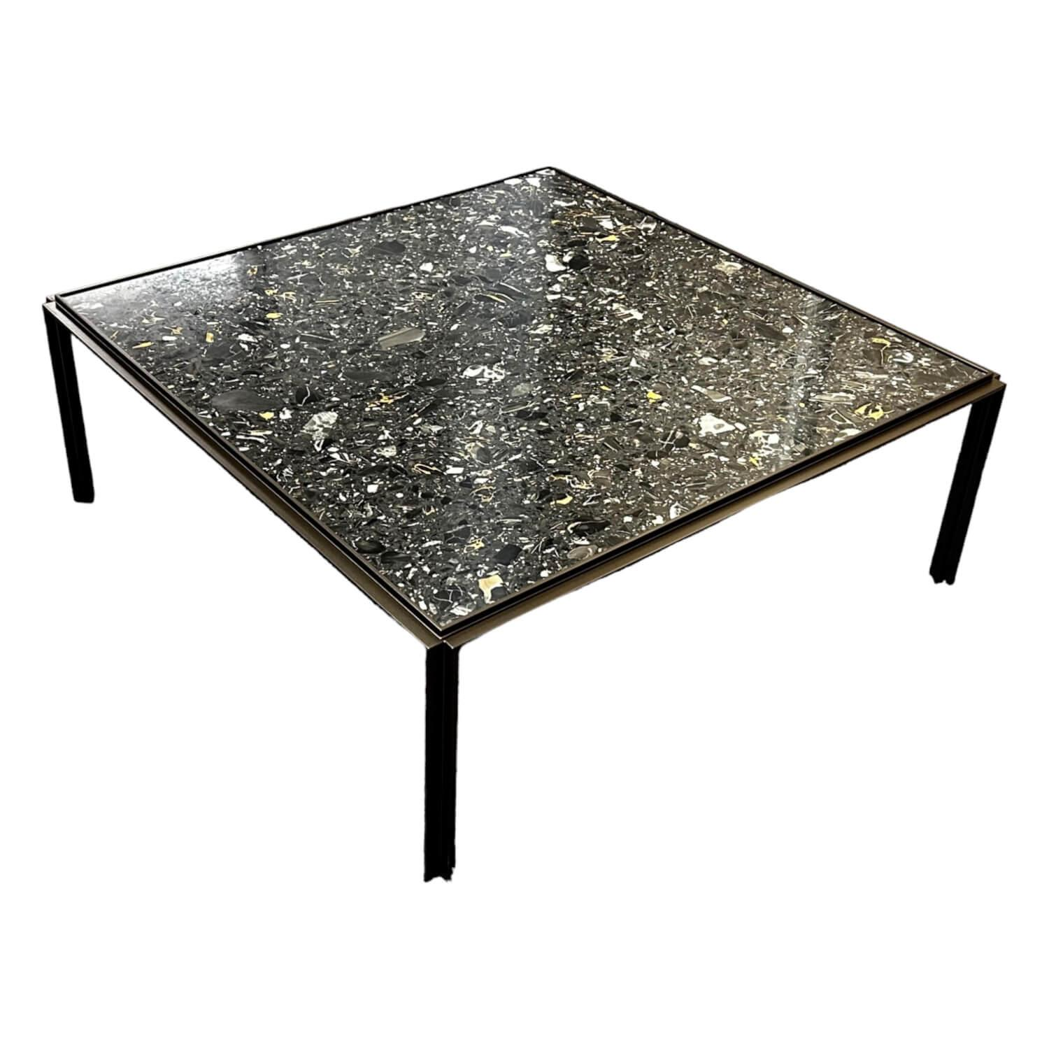 Couchtisch Hudson Platte Marmor Terrazzo Portoro Schwarz Gestell Metall Bronze M…