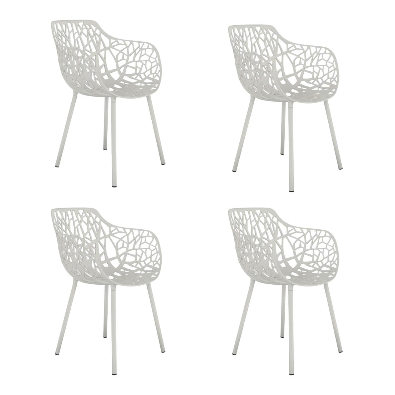 4er-Set Stuhl Forest Dining Armchair White Weiß Aluminium