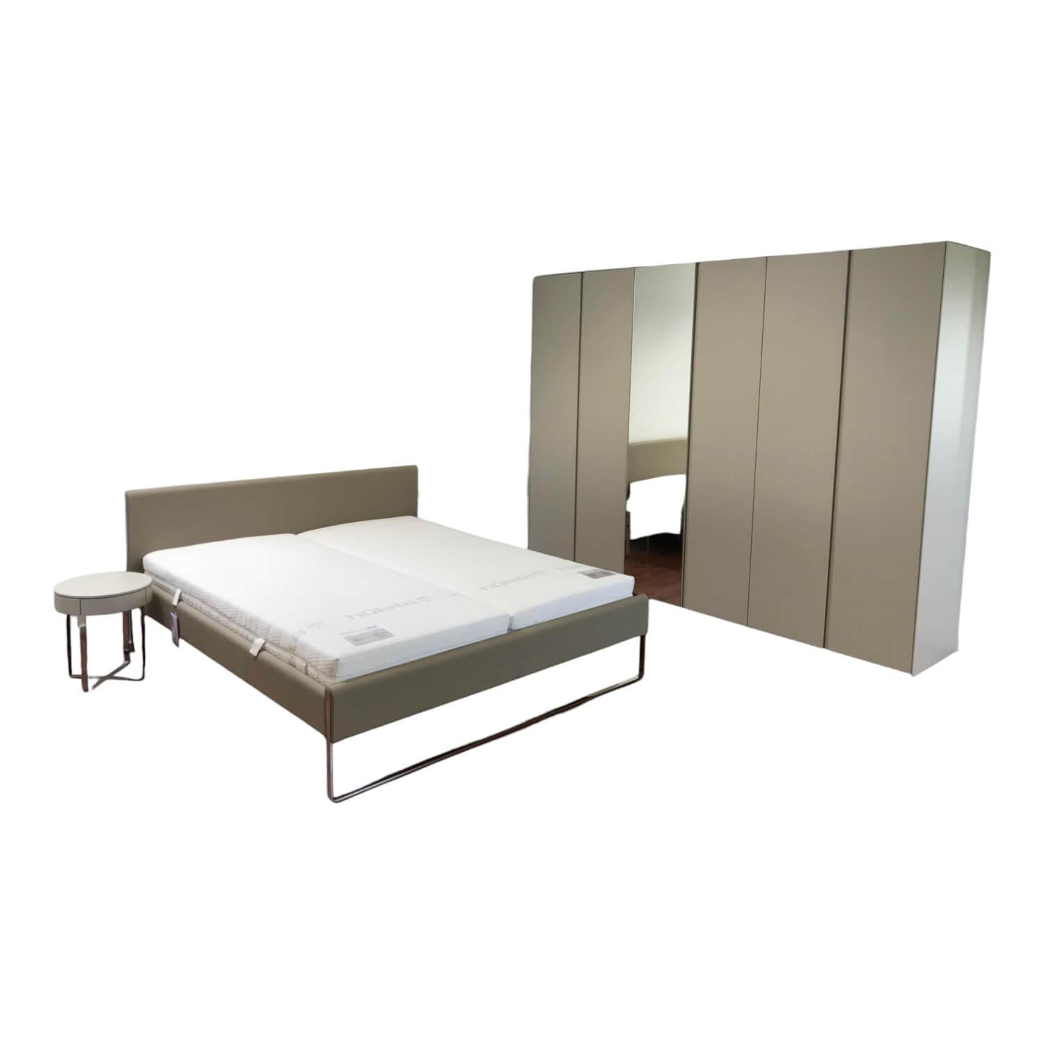 Schlafzimmer U8436 Neo Lack Seidenfrau Chrom Glänzend Schrank Bett 2 Rundkonsole…