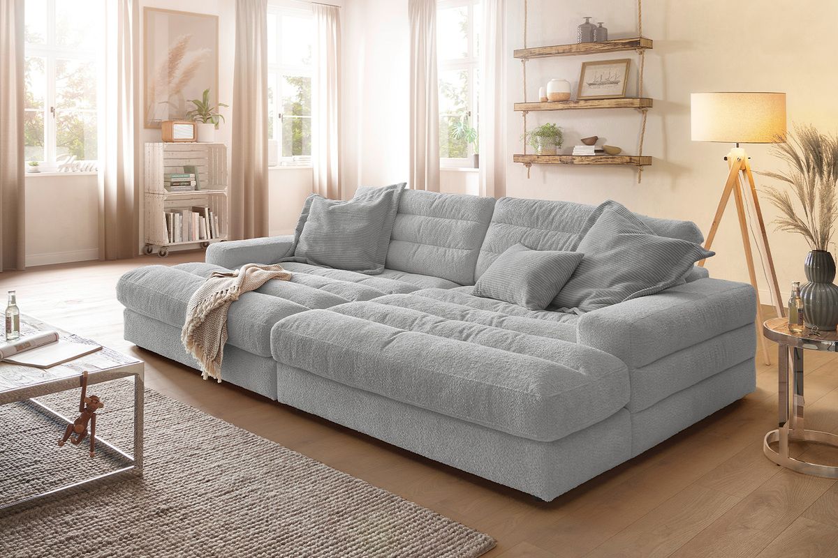 KAWOLA Big Sofa LANA Stoff grau