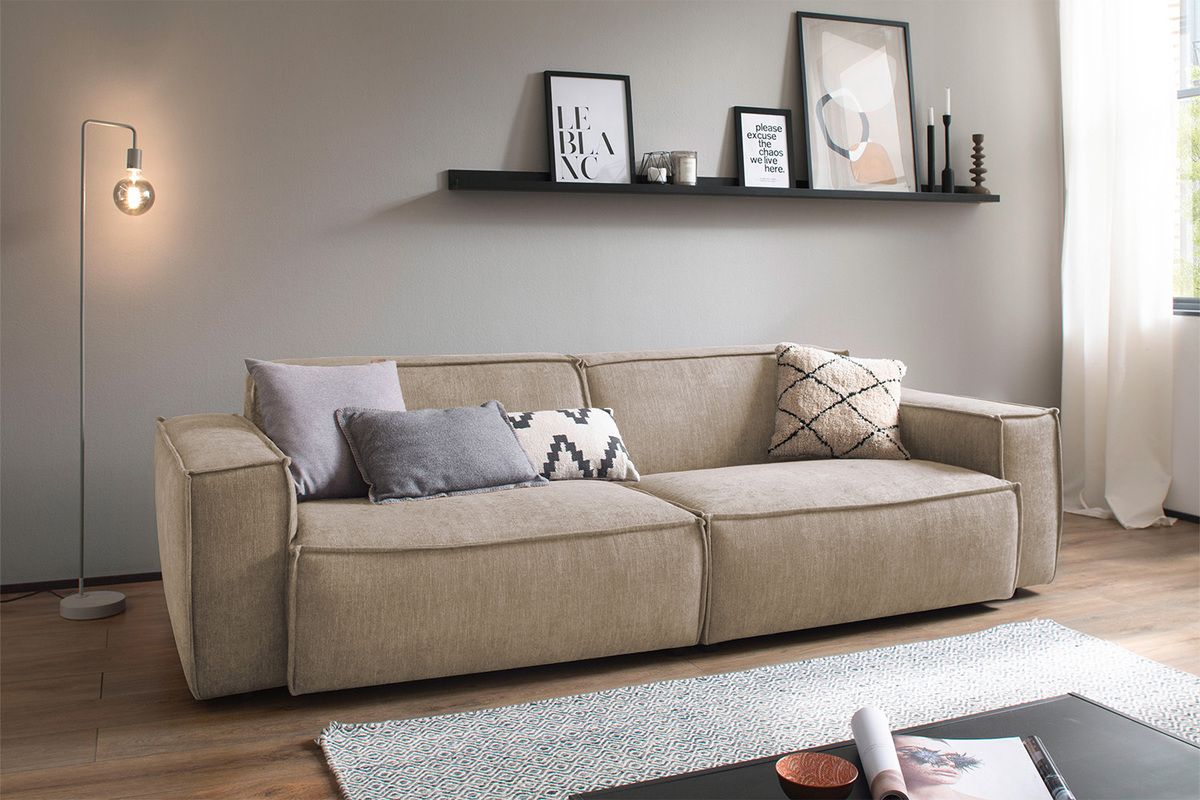 KAWOLA Sofa SAMU Stoff taupe