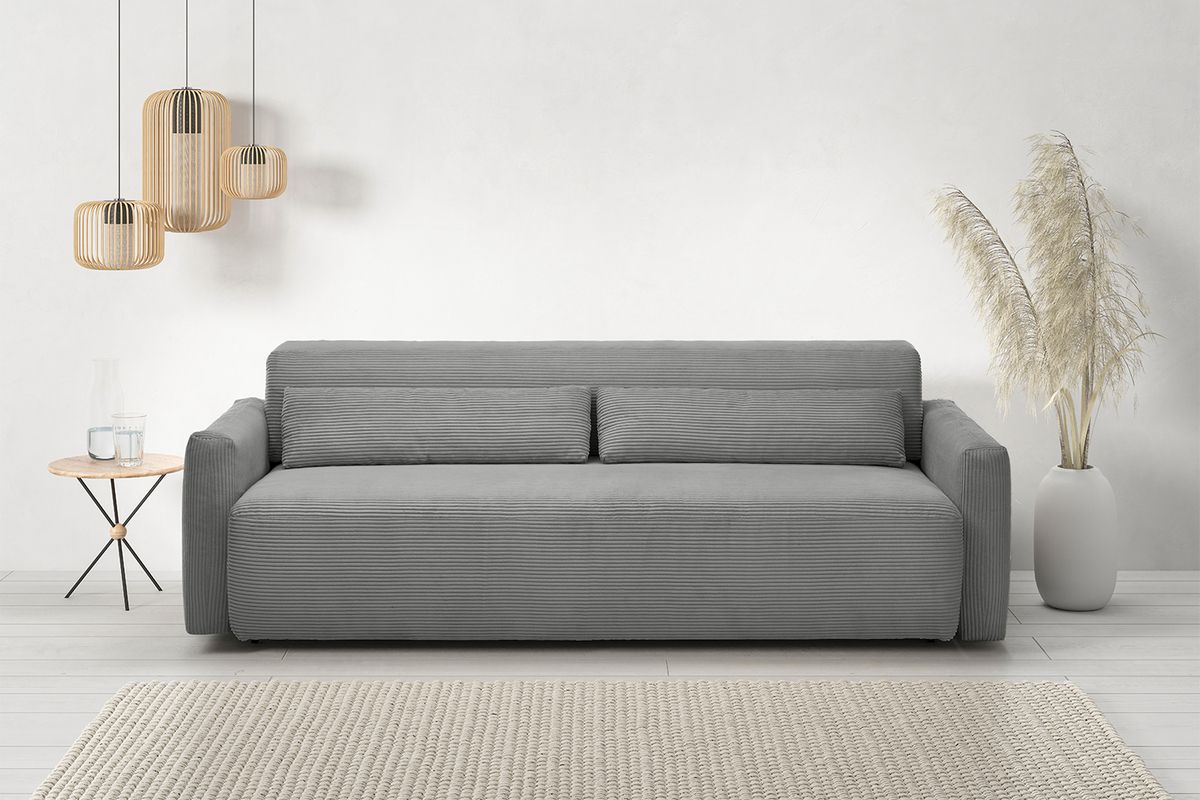 KAWOLA Sofa NEO Schlafsofa Bettsofa Cord grau