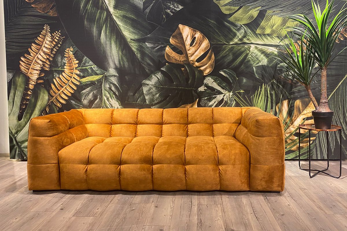 KAWOLA Sofa ROSARIO Velvet gold