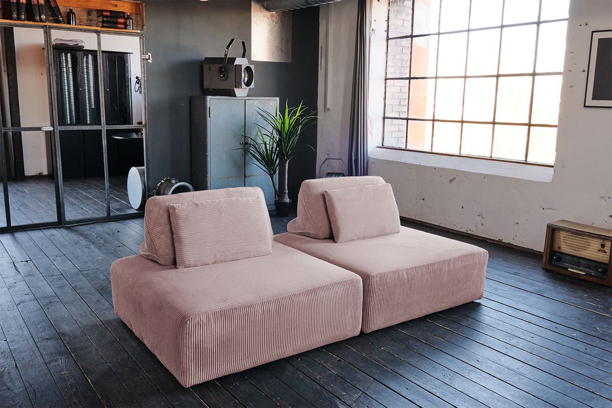 KAWOLA Modulsofa WIOLO SOFT 2 Module 2 Rückenkissen Cord rosa