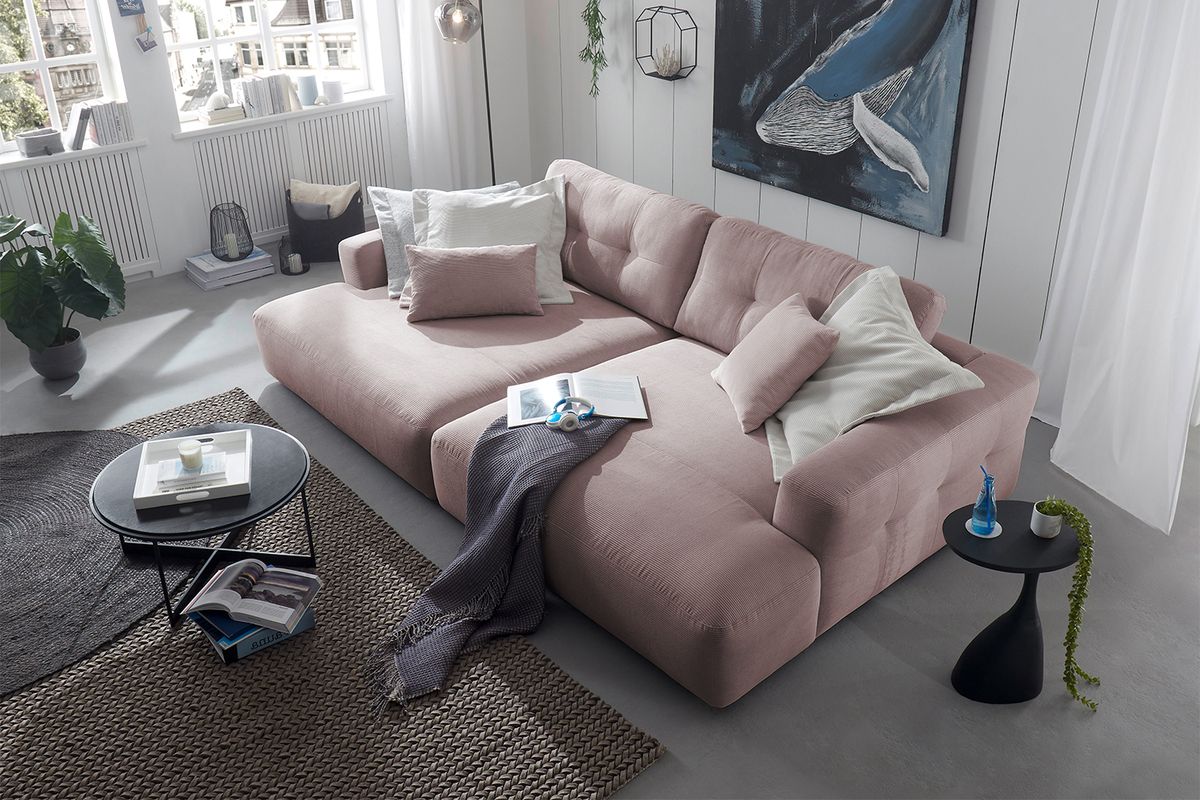 KAWOLA Big Sofa MIKA Feincord rosa