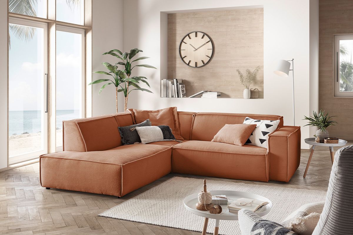 KAWOLA Sofa SAMU Ecksofa Cord rost