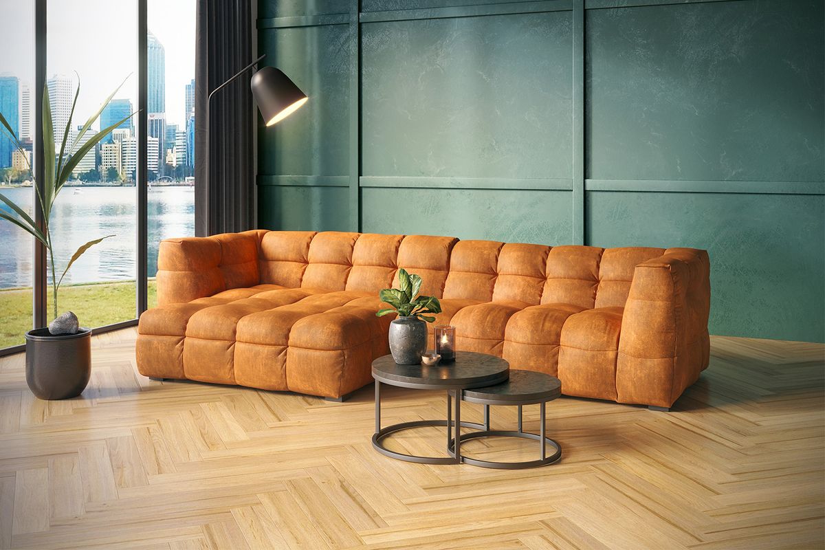 KAWOLA Sofa ROSARIO Ecksofa Velvet gold