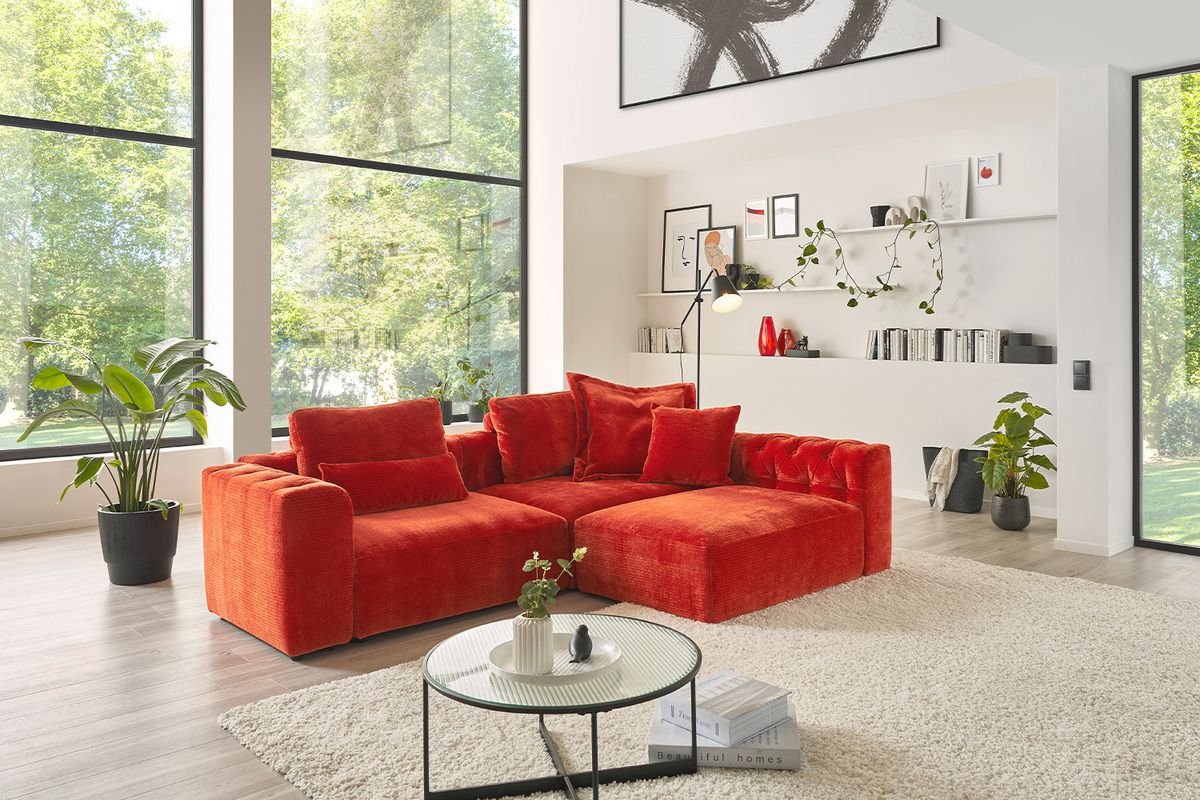 KAWOLA Sofa SEPHI Modulsofa 2 Cord Vintage rot