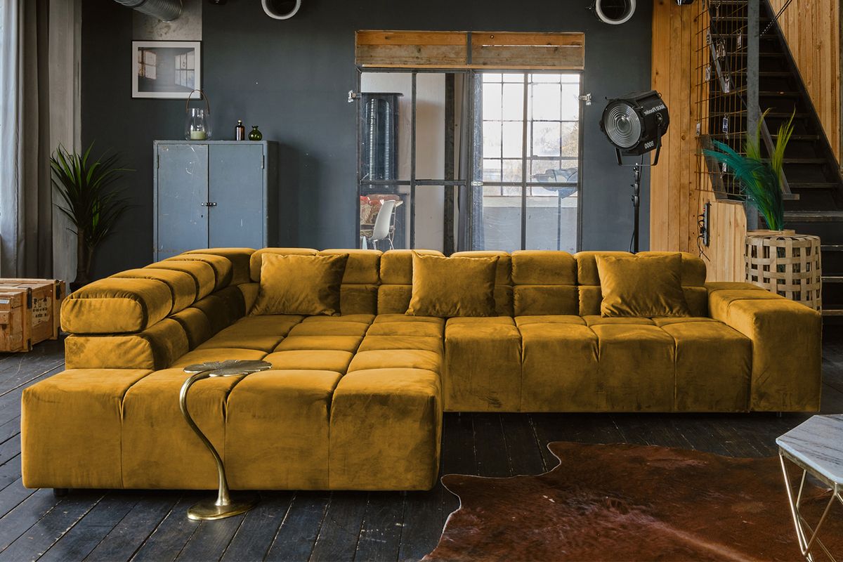 KAWOLA Sofa NEVADA Ecksofa Velvet curry