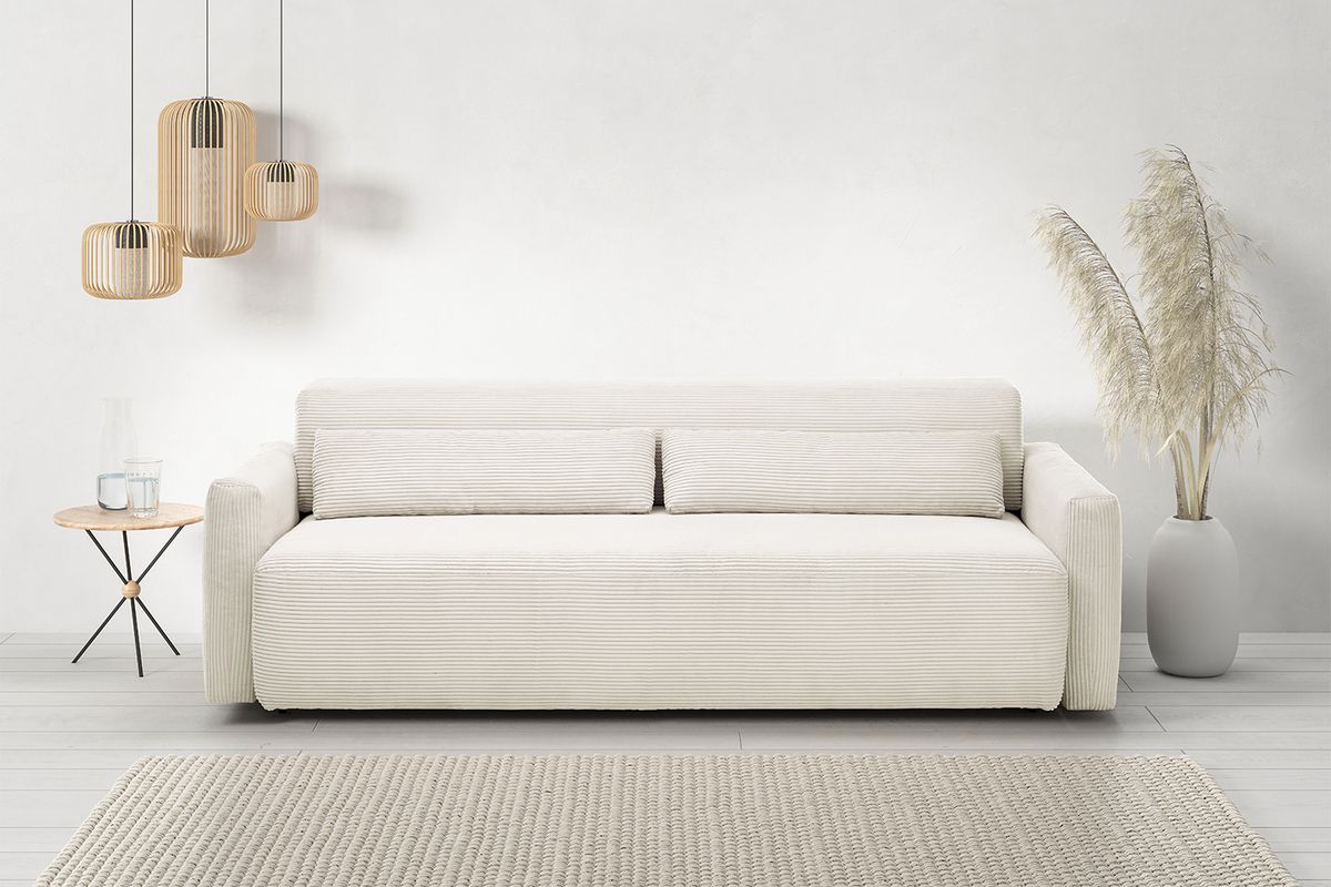 KAWOLA Sofa NEO Schlafsofa Bettsofa Cord weiß