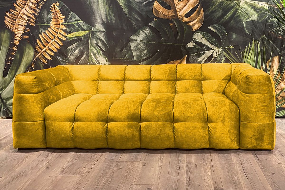 KAWOLA Sofa ROSARIO 4-Sitzer Stoff gelb