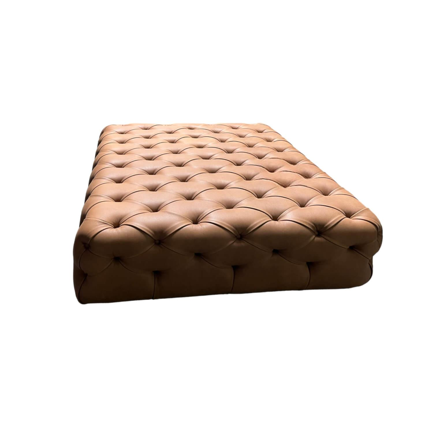 Pouf Capitonné Bezug Leder E2 Nougat F963340 Braun