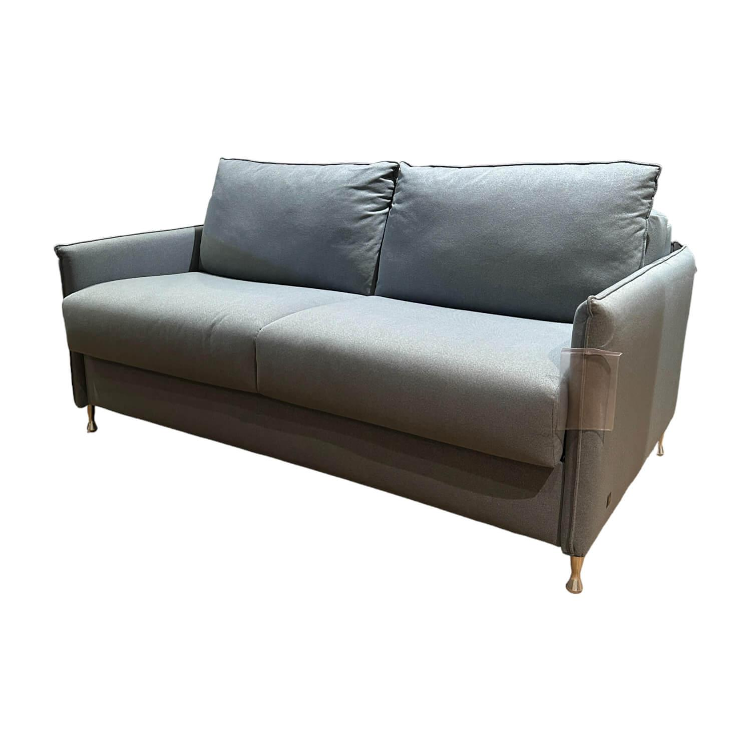 Schlafsofa MR 855 Bezug Stoff 8 8606 Blau Füße Aluminium Inklusive Sensoform Mat…