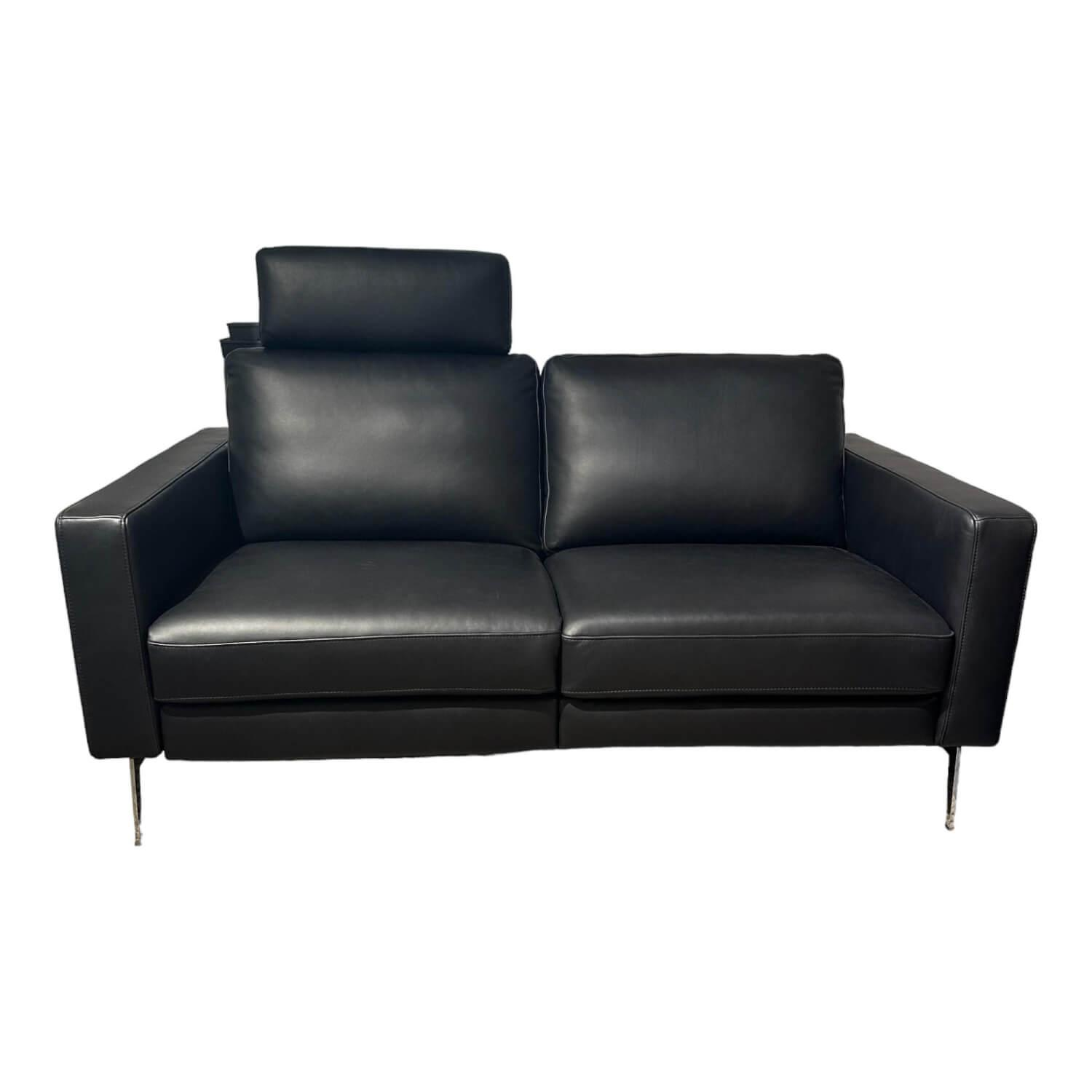 Sofa Enna Leder L40 Rancho Nero WR51 Schwarz Metallkufe Metallfuß Chrom Mit Kopf…