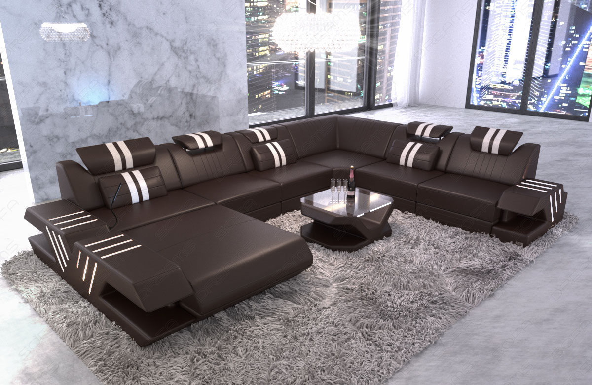 XXL Sofa Wohnlandschaft Venedig Leder