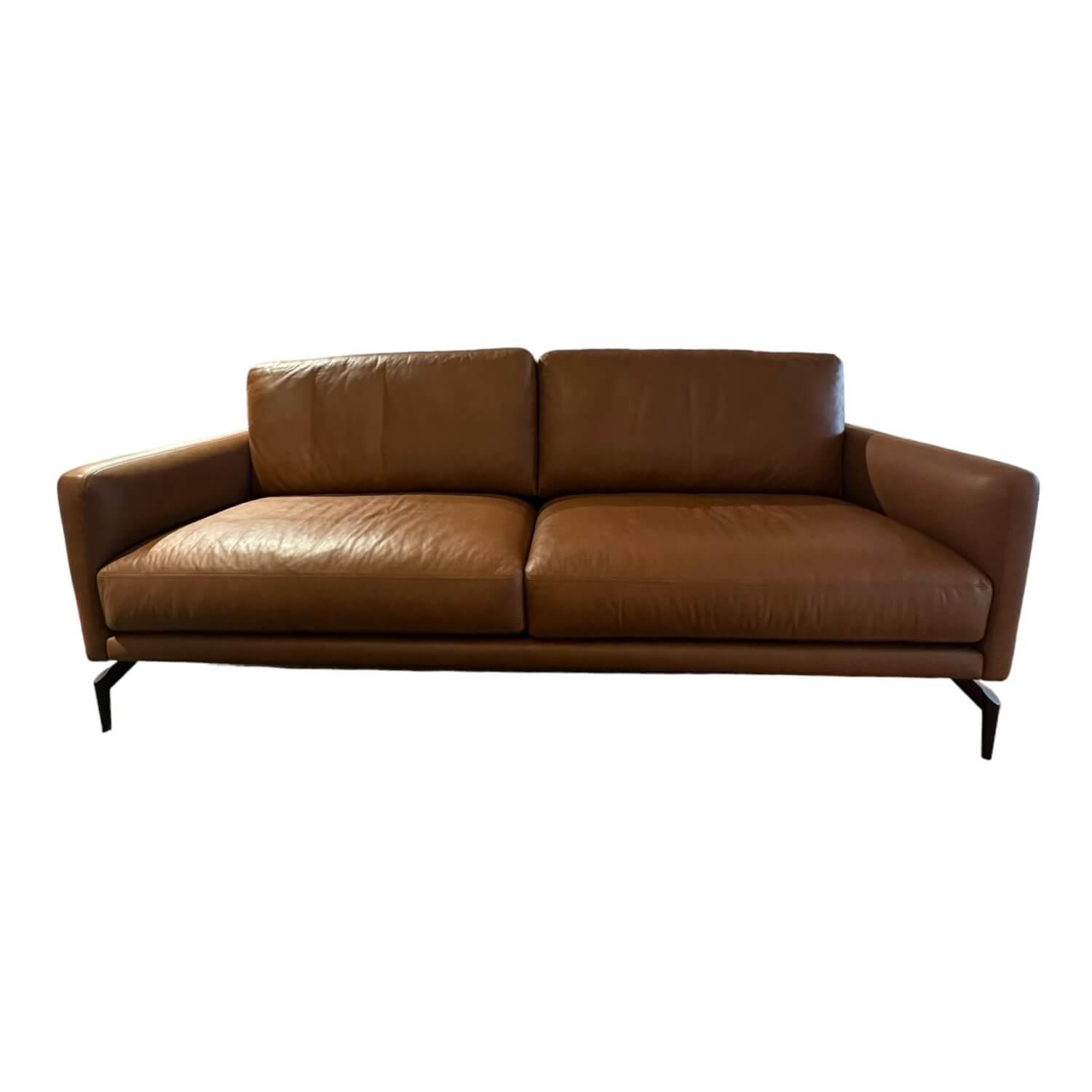 Sofa Cuneo Bezug Leder Anilina Touch 19 Cognac Braun Schwebefüße Metall Schwarz …