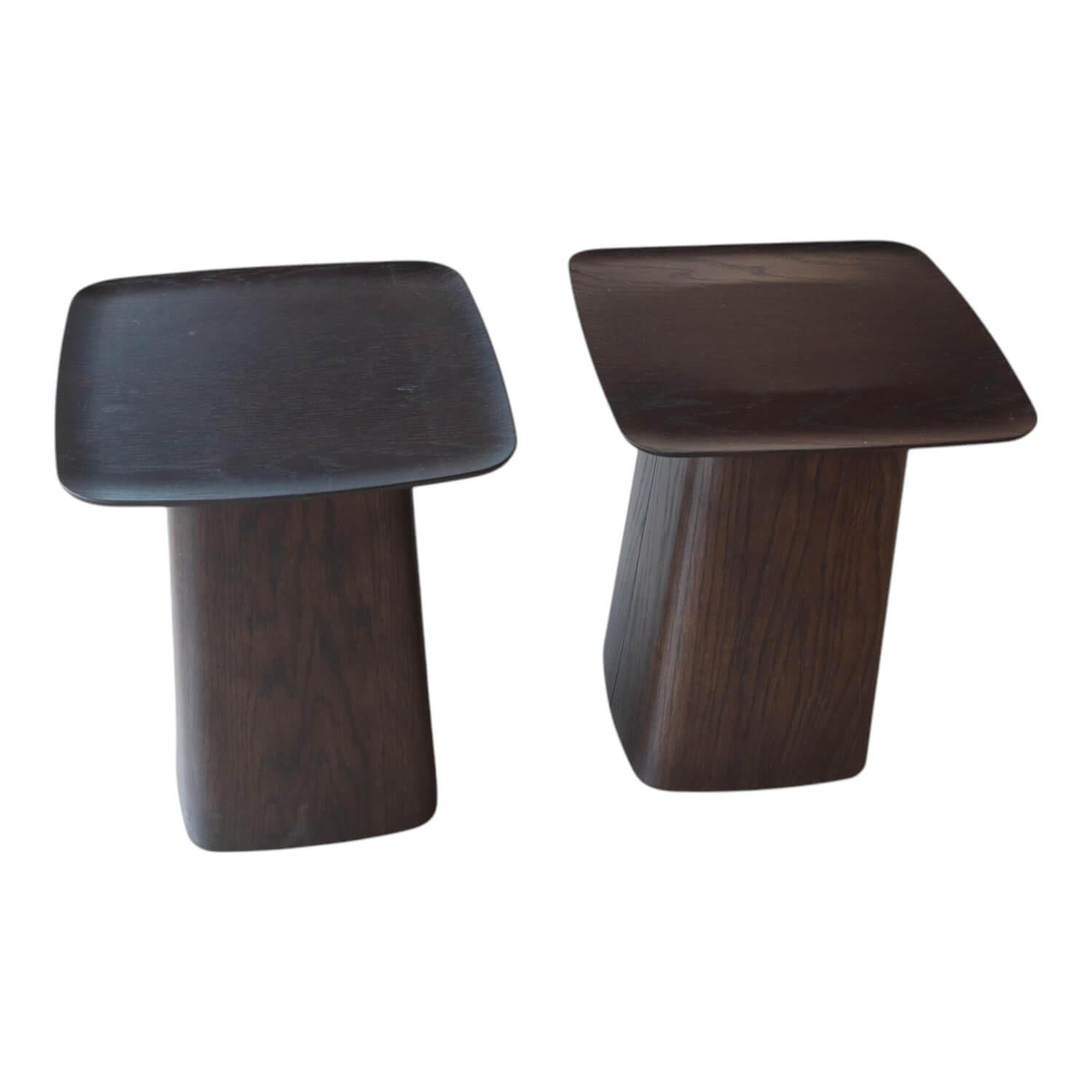 2er-Set Beistelltisch Wooden Side Table Klein Eiche Dunkel