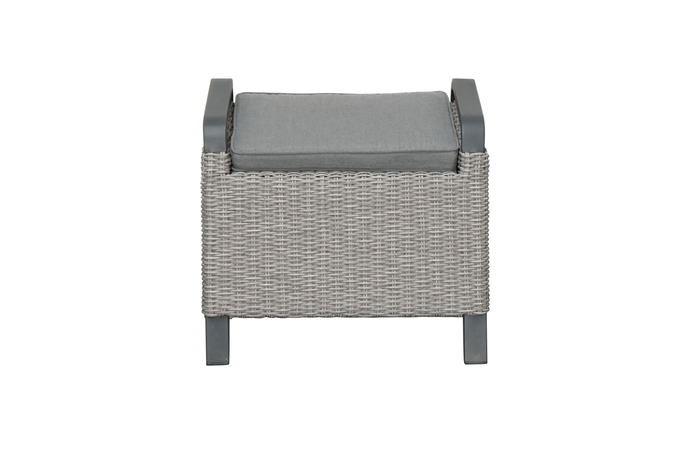 Ploß Caldero Design-Fußhocker, Grau, Polyrattan/Aluminium, 55x60x54cm, Robust & Witterungsbeständig