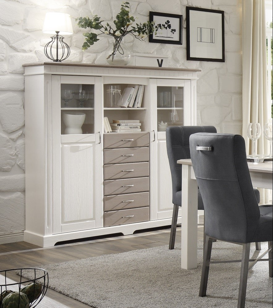 Highboard weiß Kiefer massiv Cordoba