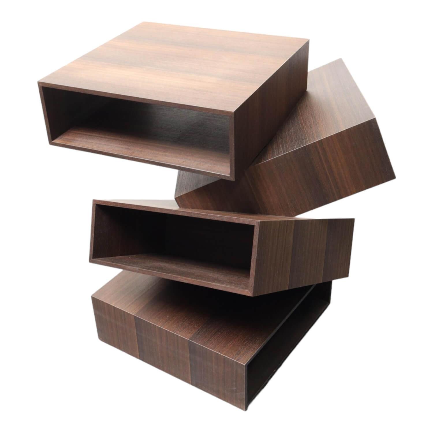 Beistelltisch Balancing Boxes Tineo Dunkelbraun Furniert Indischer Apfelbaum