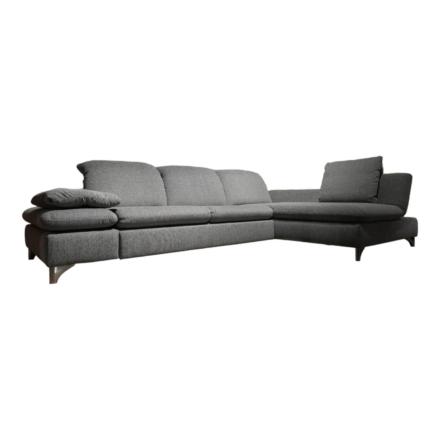 Ecksofa 15281 Stoff W6022 Silbergrau Füße Metall Mit Klappbarem Armteil Ohne Kis…