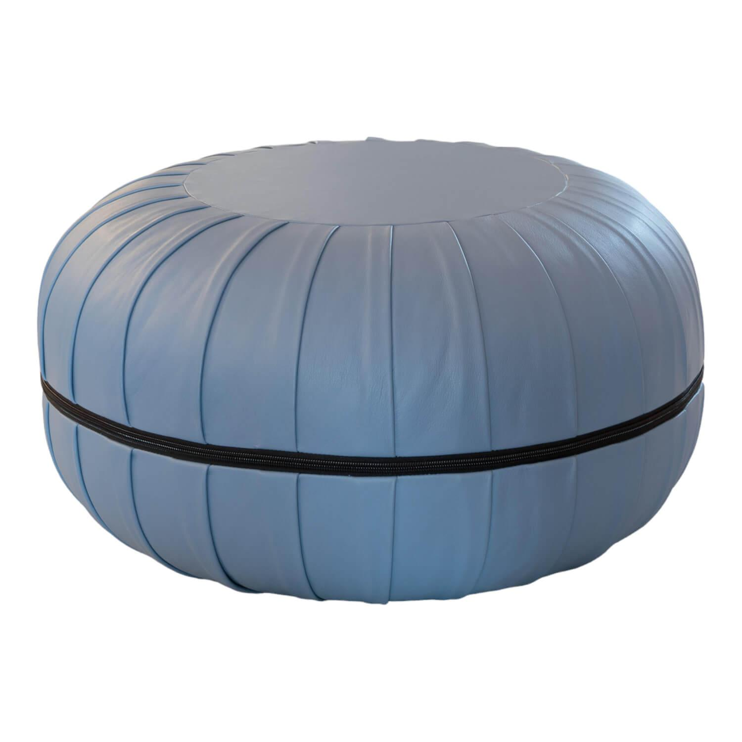 Pouf Anna Leder Opium Alpin 80008 Blau