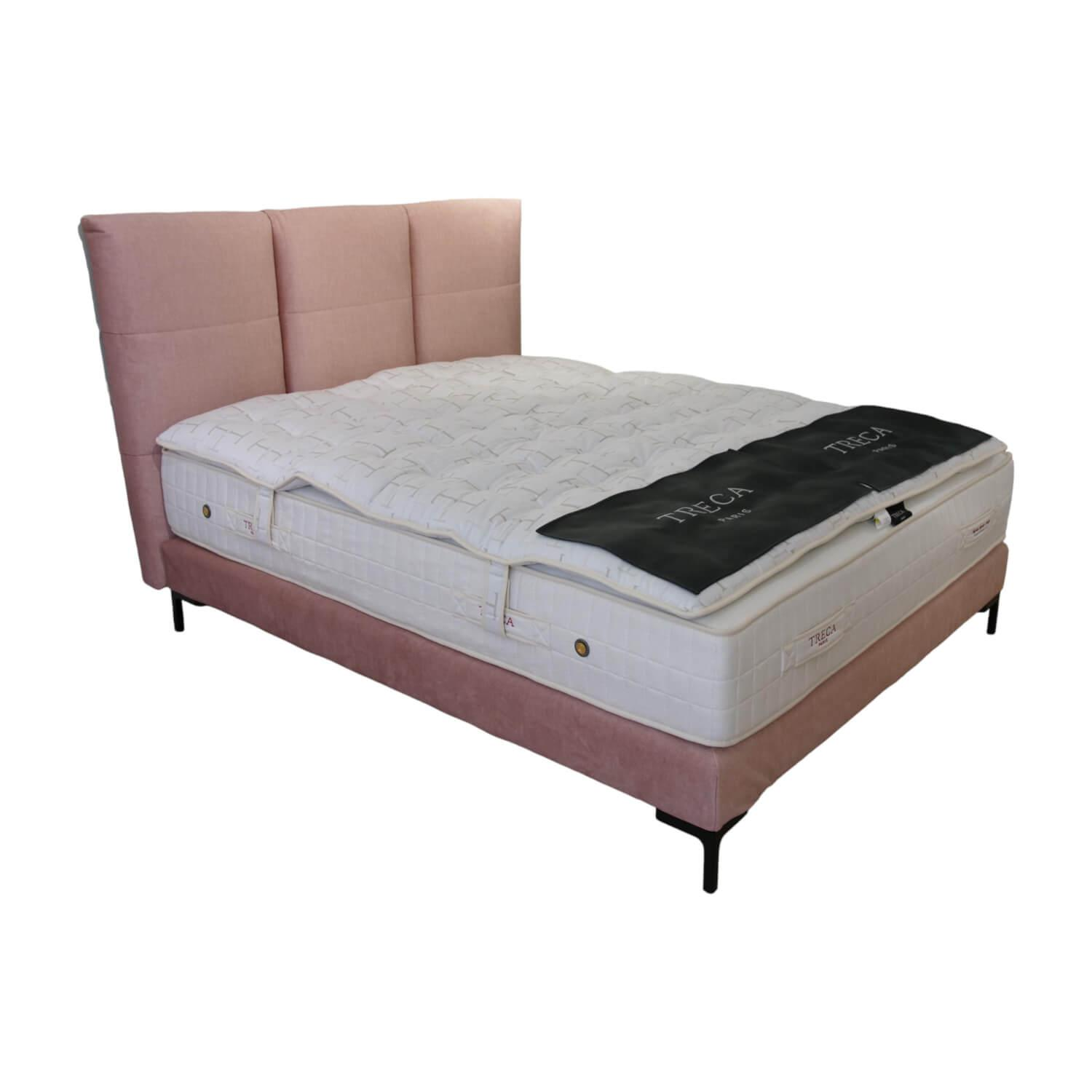 Bett Ensemble Moon 160 Stoff Endless 061 Rosa Fuß Schwarz Inklusive Matratzen Un…